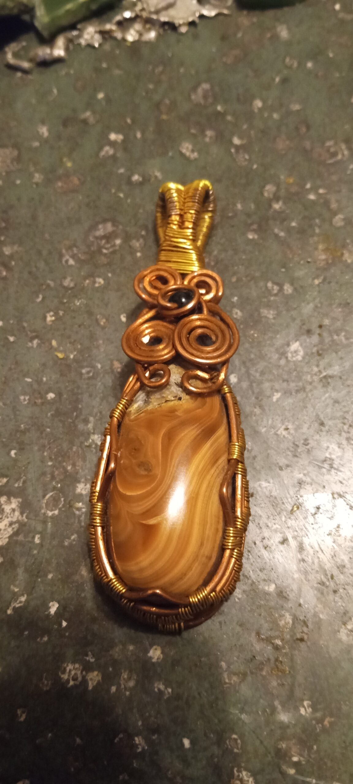 Petrified Wood in copper and brass
